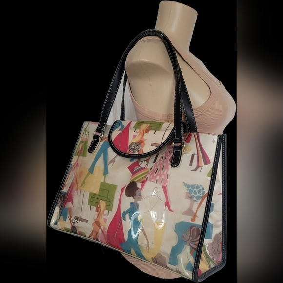 Maxx New York Women's Fashionista Graphic Vinil Shoulders/Tote Bag 15"×10"×5" - Picture 9 of 16